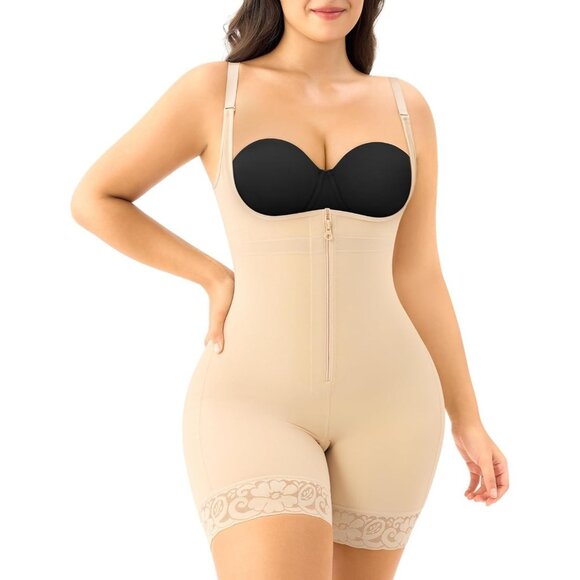 Women's Body Shapewear Postpartum Slimming Bodysuit Tummy Control Beige